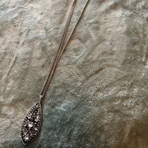 White House Black Market Silver and Black Pendant Necklace